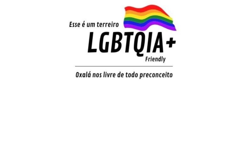 Selo da campanha "Terreiro LGBTQIA+ friendly". Caminhos do Axé.